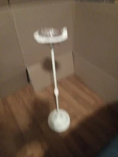 Vintage  iron smoking stand ,with Pink Crystal  Ashtray 