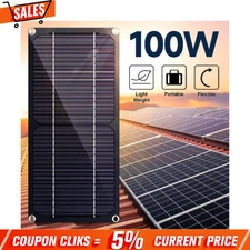 100W Solar Panel Trickle Charger Battery Maintainer with 12V Car Charge Cable RV