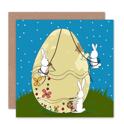 Hase Ei Malerei Osterhase Blanko Grußkarte mit Umschlag