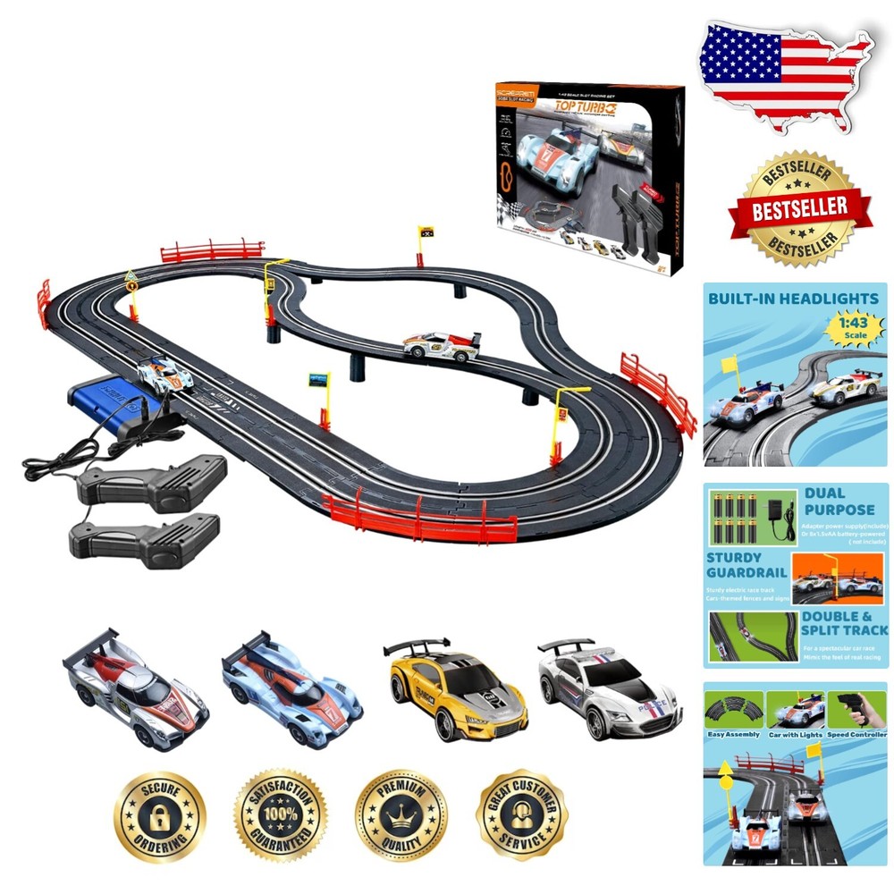 Sturdy Electric Racing Track with 4 Cars & Controllers for Thrilling Play