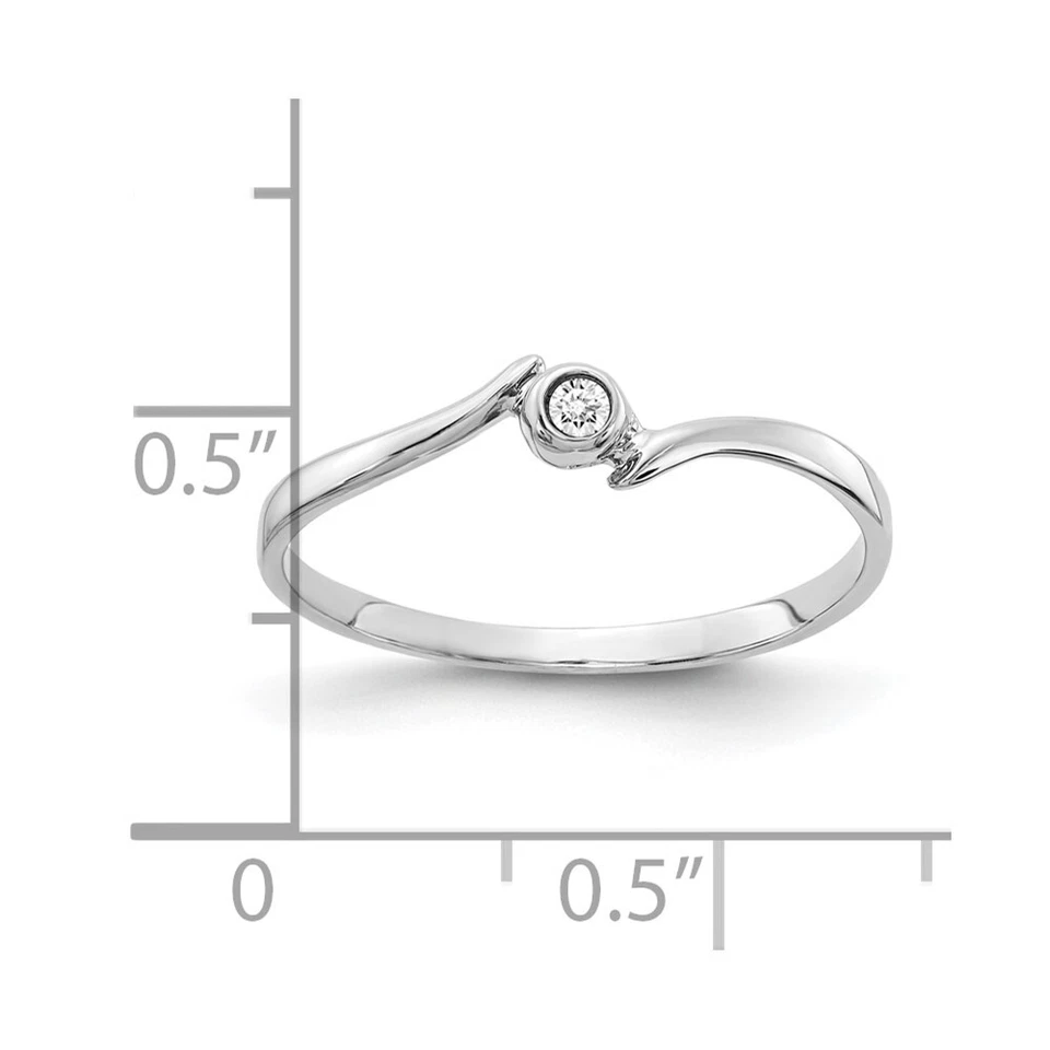 10k White Gold Polished 0.02Ct Diamond Ring Special Gift For Women 0.66g - Image 2 of 4