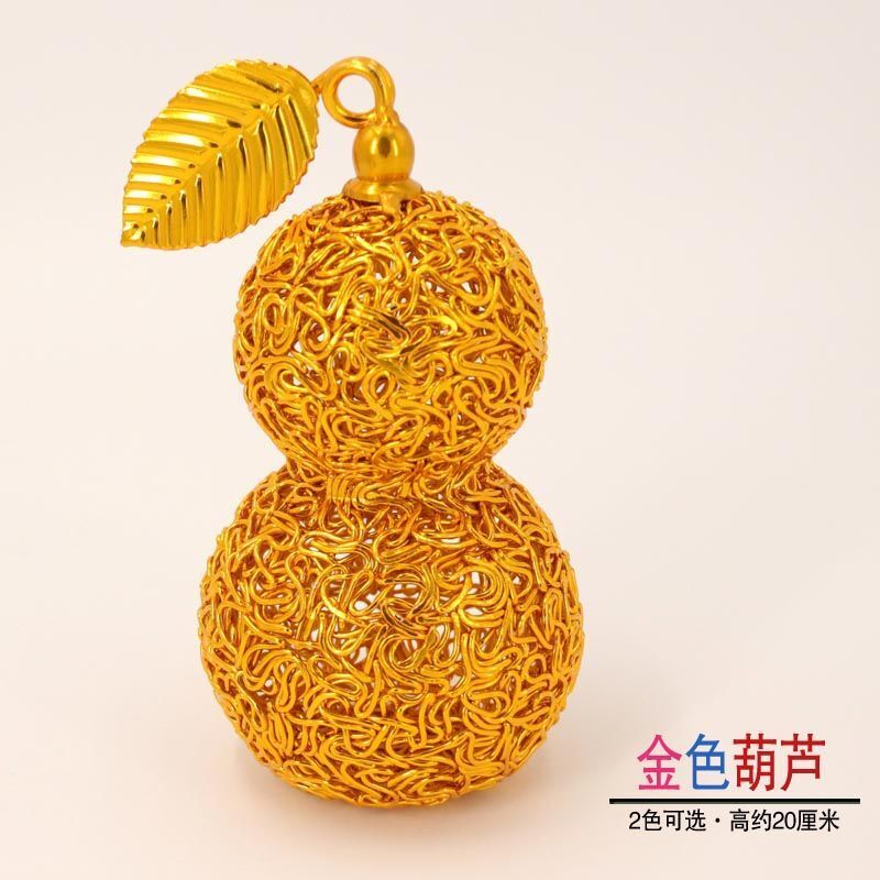 Aluminum Wire Gourd Ornament Handmade Metal Craft Home Decor Feng Shui Display