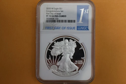 2020-W American Eagle NGC PF70 Congratulations Set First Day Issue