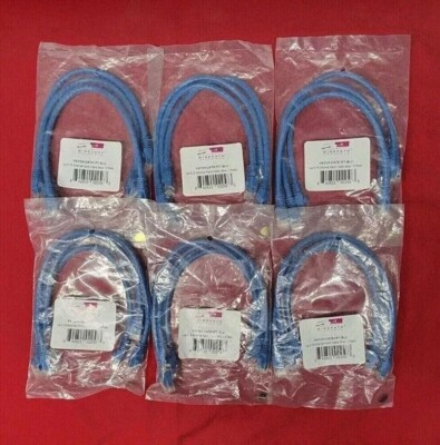 6x Wirepath PATCH-CAT6-1FT-BLU Cat6 1FT Ethernet Patch Cable 3 Pack - Lot of 18