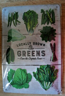 Nostalgic Art  Blechschild GREENS - FROM THE ORGANIC FARM, 20 x 30 , Selten