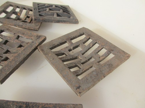 Vintage Square Cast Iron Drain Cover Grate Grille Vent Antique 4" Inch - £12each - Picture 2 of 13