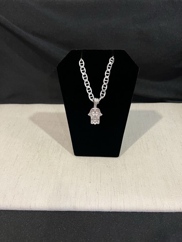 925 Sterling Silver Women Men Small Hamsa Hand Talisman & Mariner Chain 20 24 30 - Picture 4 of 6