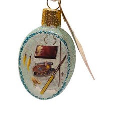 2001 Old World Christmas Inside Art Fishing Gear Tackle Outdoors Glass Ornament