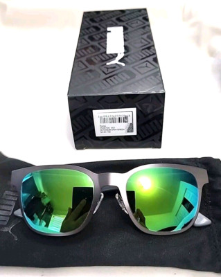 Puma PU0070S 003 Greenpoint Gray Square Green Sunglasses 50-20 140 New Box Pouch
