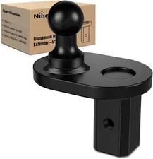 Nilight Gooseneck Ball Extender 4" Offset Ball Compatible with B&W Trailer