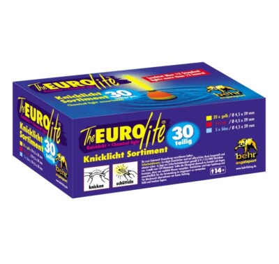 30 St.Behr Knicklicht Eurolite Knicklichter 4,5x39cm Gelb Rot Blau 10-44400