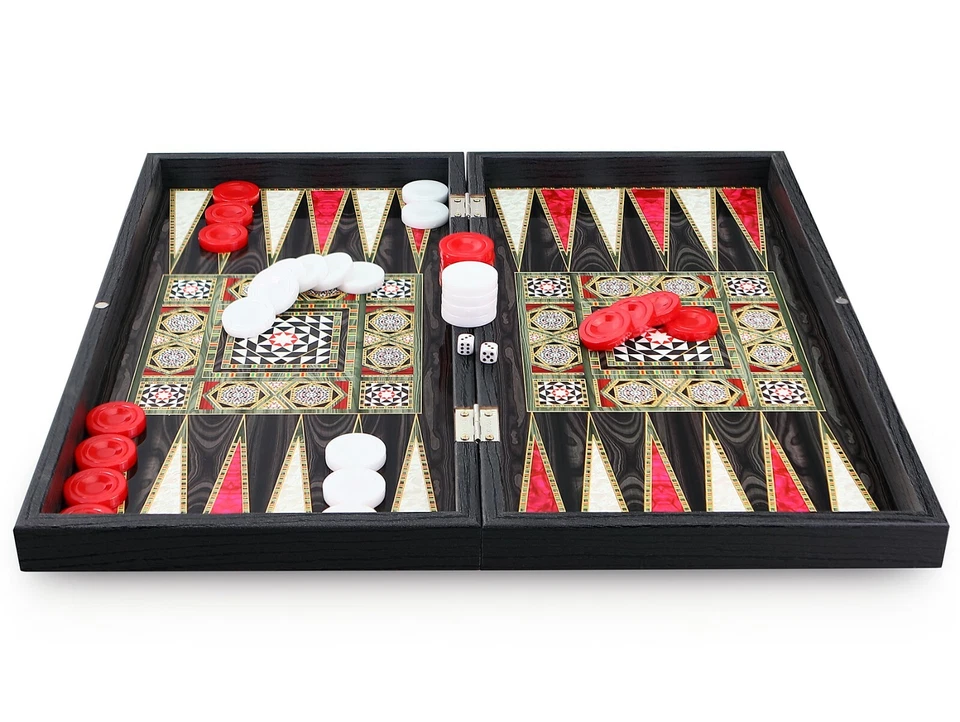 Wunderschöne Intarsien Look Backgammon TAVLA XXL Sedef Tavla - Bild 4 von 4