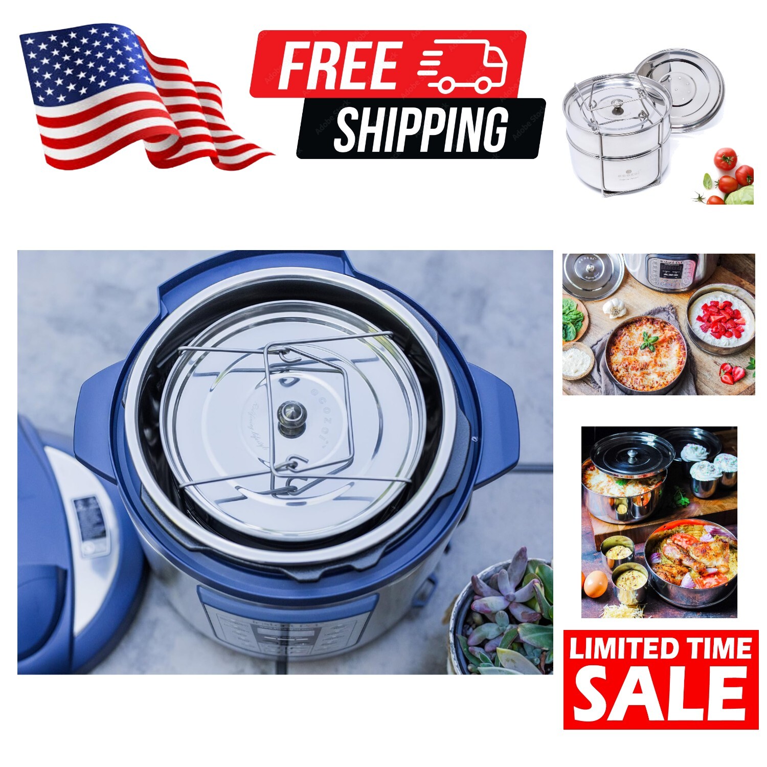 Stainless Steel 2-Tier Steamer Insert for Instant Pot: Cook & Bake with Ease-image