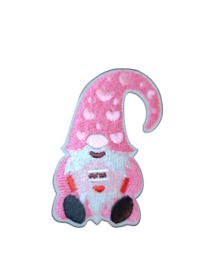 Gnome Gonk - Pink Love Herz Aufbügeln Patch Nähen auf Transfer besticktes Abzeichen