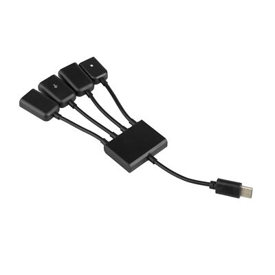Type C Splitter Cable 3 Port USB Type A Female 1 Micro Power Charge OTG Adapter