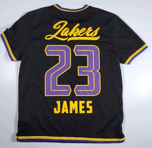Maglia NBA LA Lakers uomo XL Lebron James #23 riscaldamento nera scollo a V - Foto 2 di 6