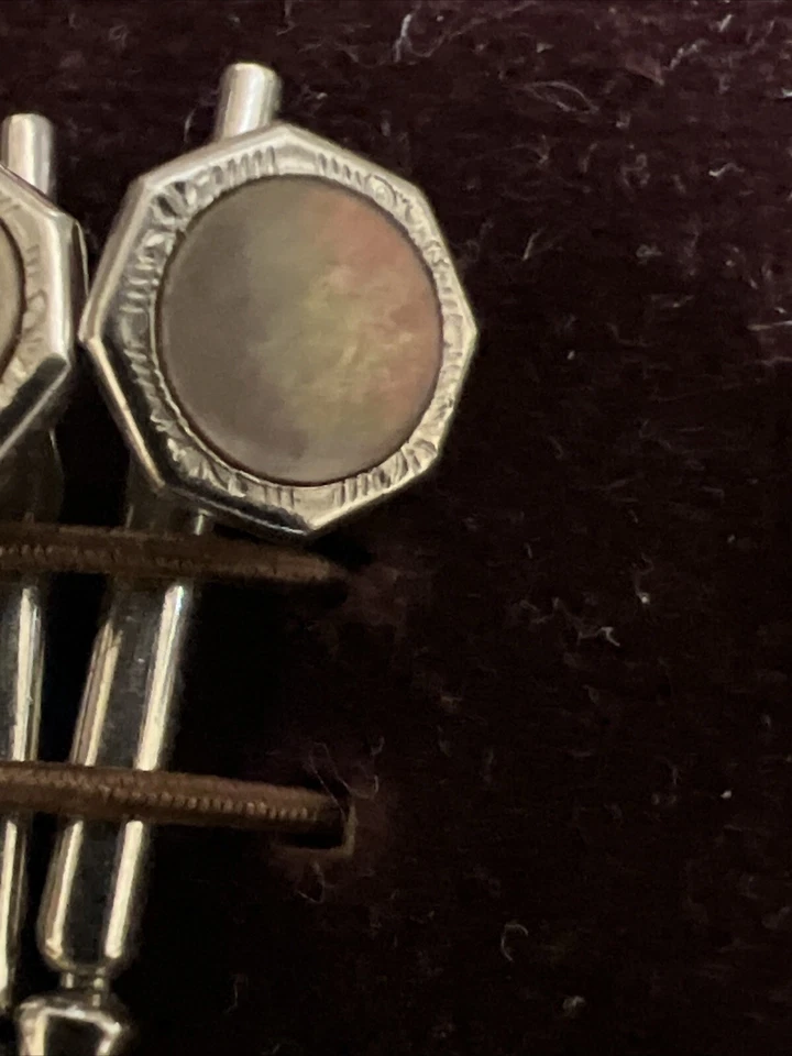 Two Sets Octagon Mother Pearl Vintage Formal Shirt Studs Square And Octagon - Image 4 of 4