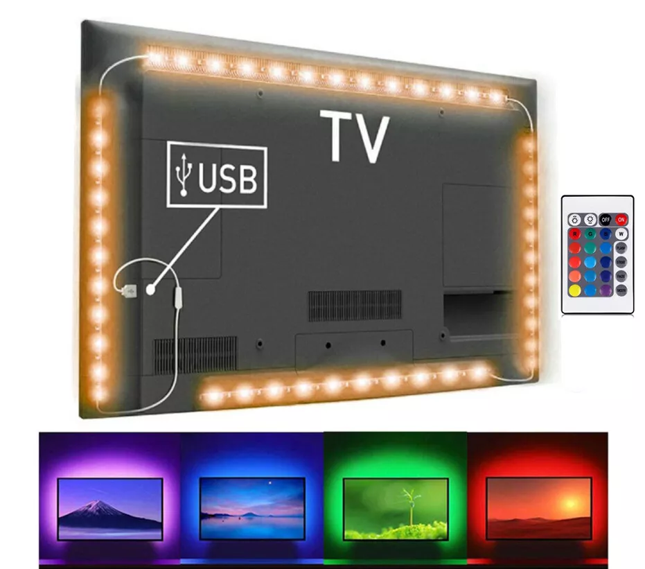 LED Strip Light TV Backlight 4x50CM (6.5ft) RGB 5V Ambient light USB  Powered 2M