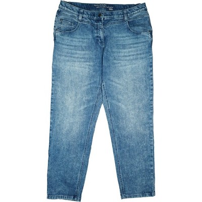Ulla Popken 44 L30 Jeans Pants Blue Striped Womens Boyfriend Comfort Stretch XXL