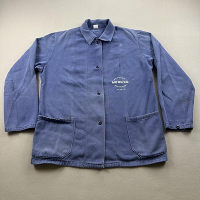 #ad Moon Collective Jacket Chore Coat Mens Small Blue Psychedelic Research Dept $49.99
