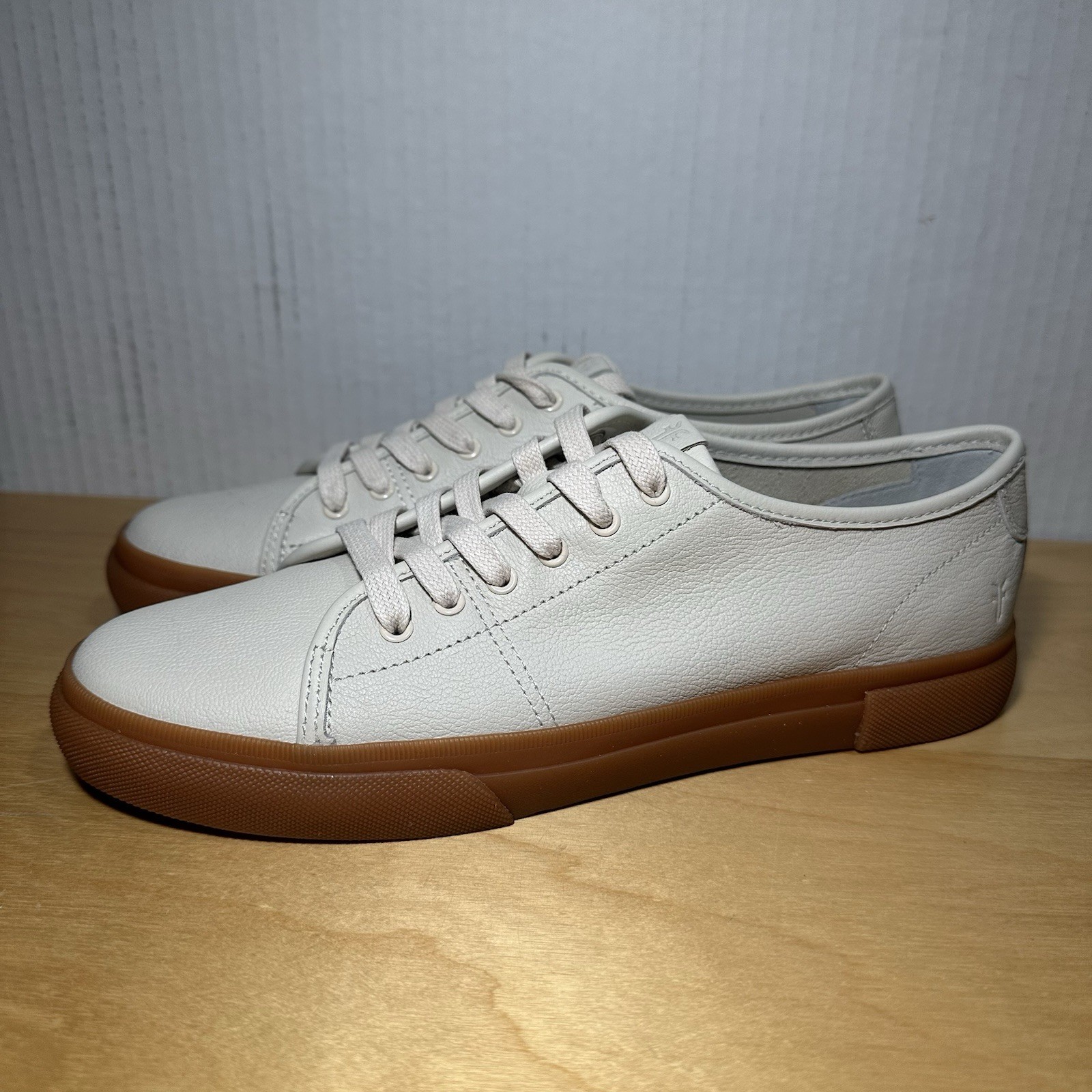 SAOLA Scarpe sneakers donna 8 5 Frye Gia basse pizzo pelle avorio crema suola gomma eleganti