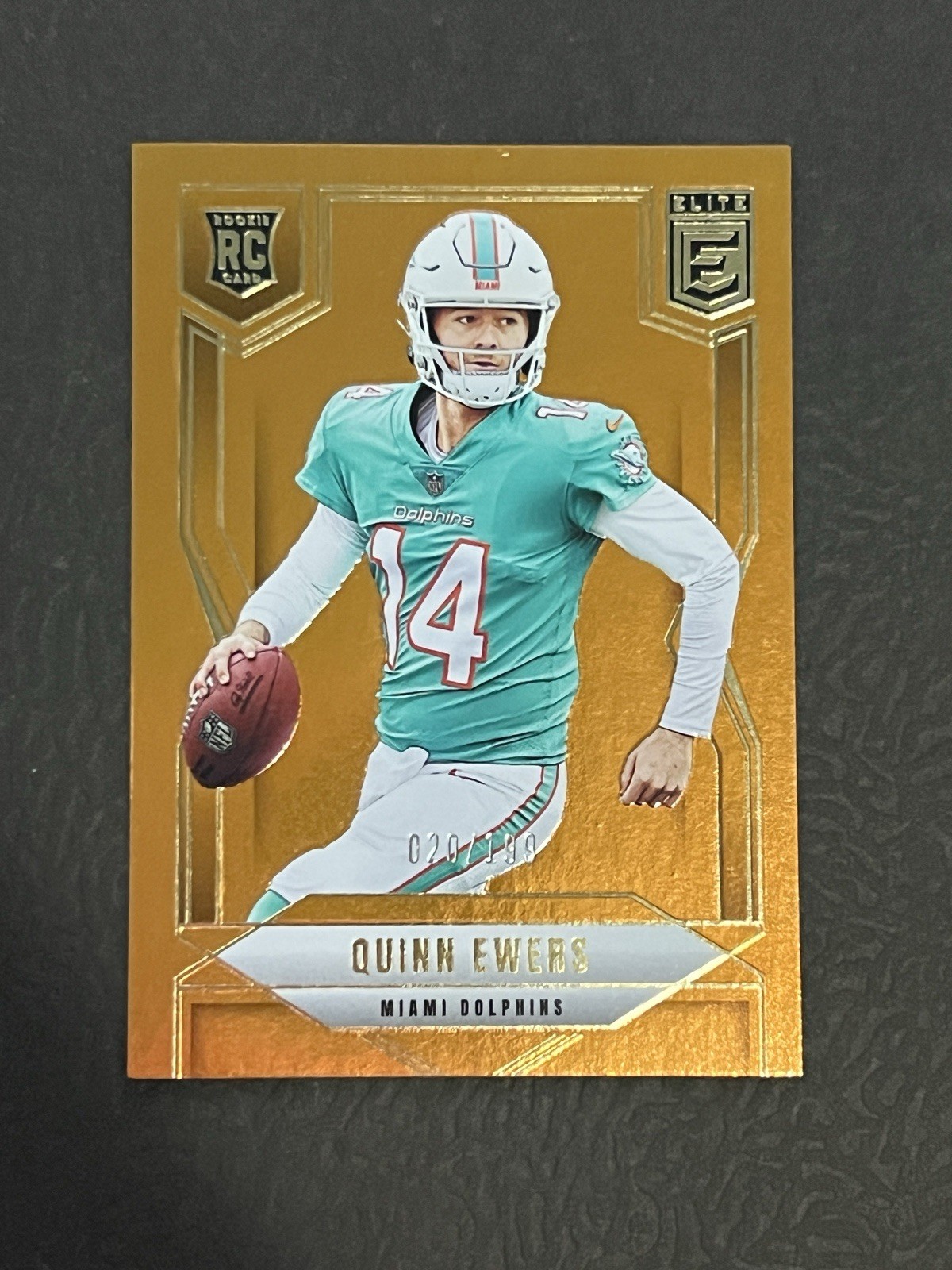 2025 Panini Donruss Elite Football #116 Quinn Ewers #/199 Orange RC Dolphins
