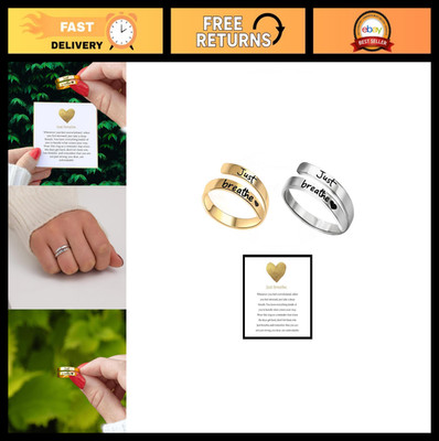 Inspirational Adjustable Heart Ring for Women - Stainless Steel Spiral Wrap Jewe