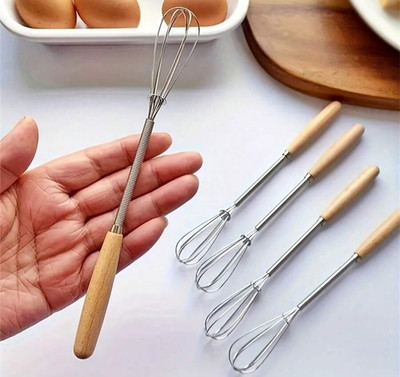 1 Stück Mini Schneebesen mit Holzgriff Multifunktion Hand Eierschläger Zuhause