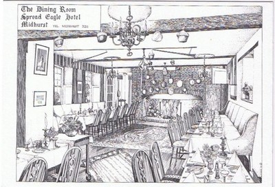 United Kingdom UK Postcard Midhurst Spread Eagle Hotel Dining Room