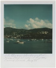 Vintage 1975 Polaroid Photo St Thomas US Virgin Islands Harbor Sailboats