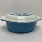 Vintage Pyrex Blue Horizon #043 Oval Casserole Dish w/Lid 1 1/2 Quart (1.5 Qt)