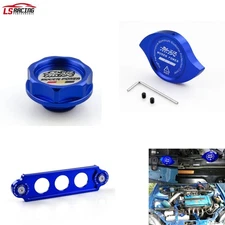 JDM Blue Engine Oil Filler Cap + Radiator Cap + Battery Tie Down for Honda