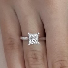 2 Ct Cathedral Solitaire Princess Cut Diamond Engagement Ring VS2 F White Gold