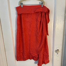 Vtg Liz Claiborne Silk Wrap Skirt Orange Pineapple Jacquard Resort Beach Fruit 6