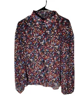 SHEIN floral button-up long-sleeve blouse Size Small Coquette Cottage Core Boho