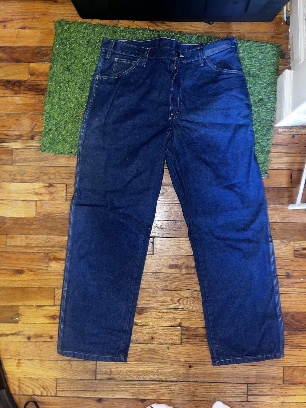 's Blue Denim Cotton Work Pants Jeans Size 36x30 Mexico
