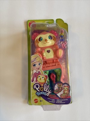 Polly Pocket Flip & Find Pink Sloth Compact Playset Age 4+ Mattel Free Shipping
