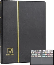 Stamp Albums 160 Pockets - Stockbooks with 30X197Mm Sleeves, 10 Double Sided Bla