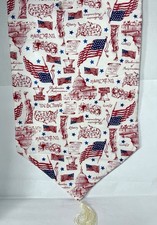 Patriotic 4th of July Decor Table Runner 70"x 15" USA Tassle Handmade Quilted