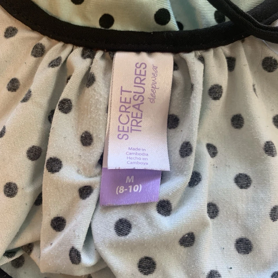 Camisón para mujer Secret Treasure ligero azul negro lunares talla grande Foto 3 de 4