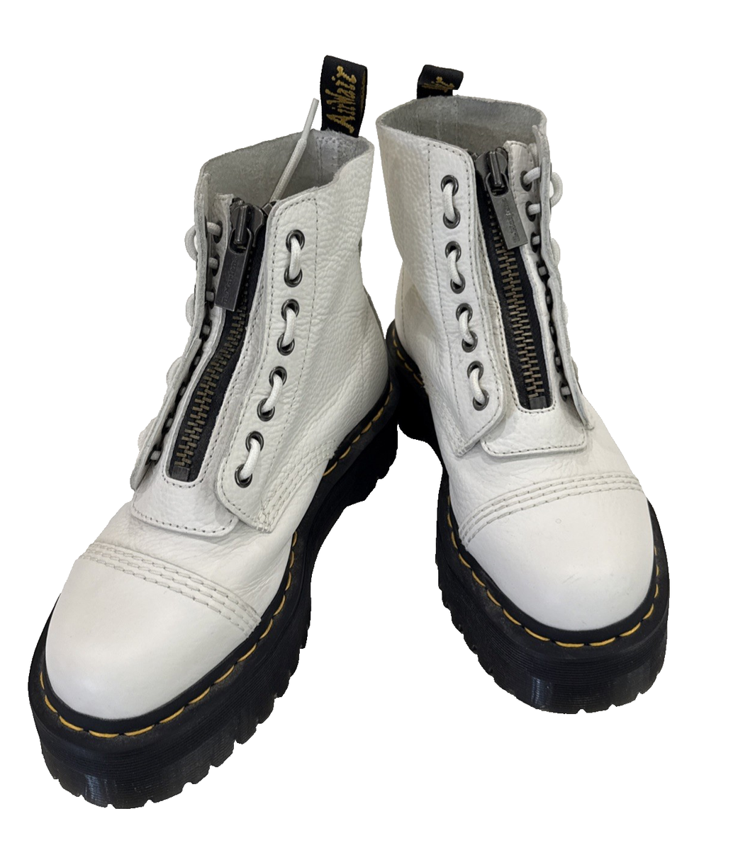 DR. MARTENS Sinclair Platform boots~Zip/Tie Combo~White Nappa