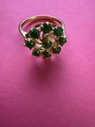 Vintage 14K Gold Faceted Green Jade Ring Size 6 Swirl Cluster Cocktail — photo 2