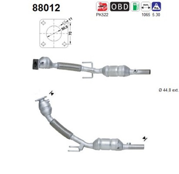 As Katalysator 88012 FüR Skoda Fabia 1 6Y2 Combi 6Y5 6Y3-image