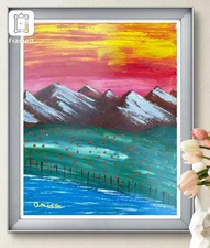 Original Art "Pumpkin Farm" 16x20 Canvas Expressionism Abstract Design Home Art