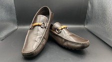 Gucci Italy Men Dark Brown Bamboo Horsebit Driving Moccasins Loafers 10.5G
