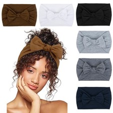 6 PCS Cute Bow Head Bands for Womens Hair Elastic Wide Knotted Turban Wrap