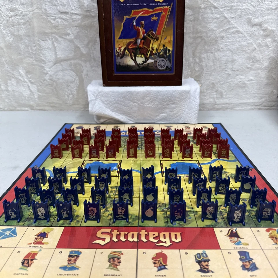 Stratego Vintage Game Collection Bookcase Game Wooden Case Game Has All Pieces. - Image 2 of 4