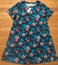 Loft Dress Women's Size M Multicolor Floral A-Line Dress Short Sleeves NWT