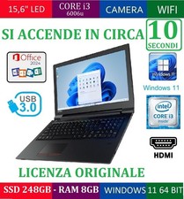 NOTEBOOK VELOCE ECONOMICO SCHERMO GRANDE 15,6" HD COMPUTER PORTATILE PC HDMI CAM