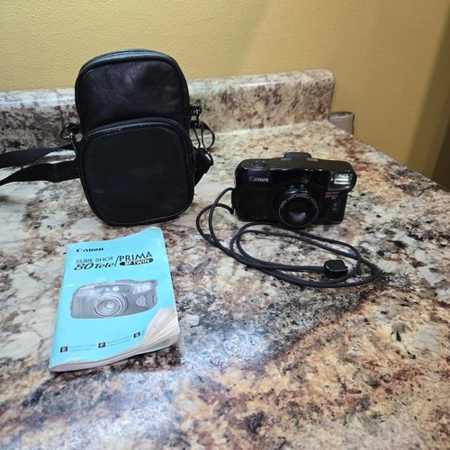 Canon Sure Shot 80 Tele 35mm Point & Shoot Film Camera w/  Case 
